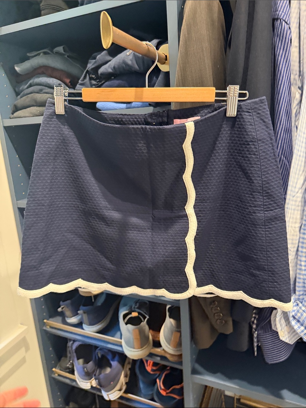 Lilly Pulitzer Navy Skort with Cream Scallop Trim